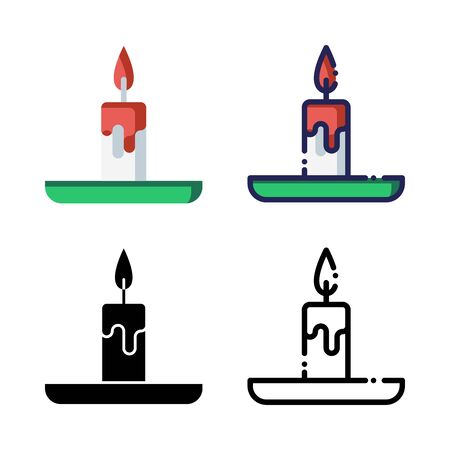 Candle Light Icon Set Logo Winter Holidays. filled outline, line, glyph, flat iconsのイラスト素材