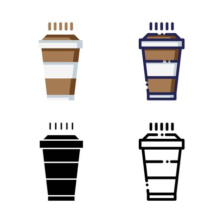 Coffee Cup Mug Icon Set Logo Winter. filled outline, line, glyph, flat iconsのイラスト素材