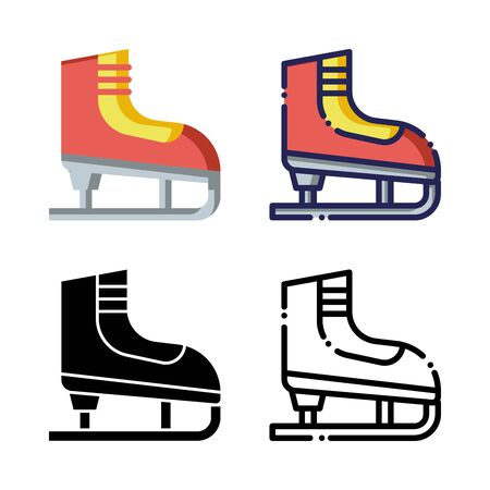 Ice Skating Shoe Icon Set Logo Winter Holidays. filled outline, line, glyph, flat iconsのイラスト素材