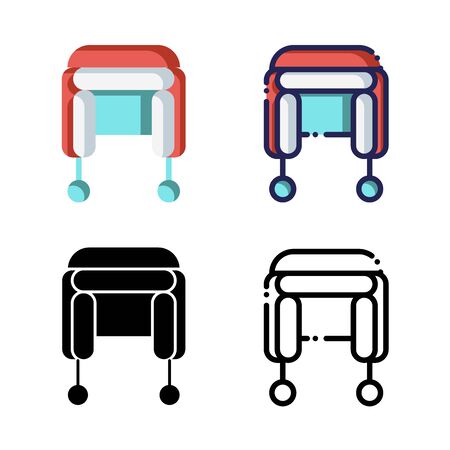 Beanie Winter Hat Icon Set Logo. filled outline, line, glyph, flat iconsのイラスト素材
