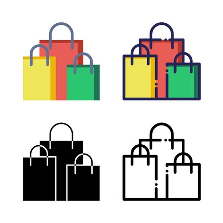 Shopping bags Icon Set Logo. filled outline, line, glyph, flat iconsのイラスト素材