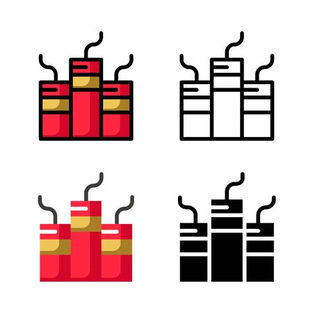 Tube Fireworks Icon set Vector Illustratiion with 4 style: Filled Outline Color, Outline, Flat Color and Glyphのイラスト素材