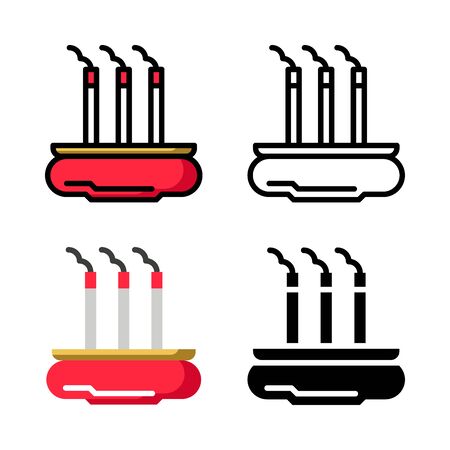 Incense Icon Set Vector Illustration with 4 style: Filled Outline Color, Outline, Flat Color and Glyphのイラスト素材