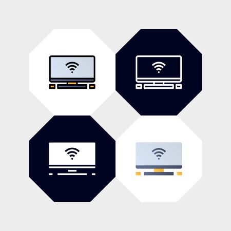 Smart TV Television Icon  Vector Illustration. with four styles, outline, filled outline, flat and glyph. template for website and companyのイラスト素材