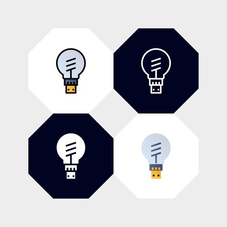 Smart Bulb Light Lamp Icon  Vector Illustration. with four styles, outline, filled outline, flat and glyph. template for website and companyのイラスト素材