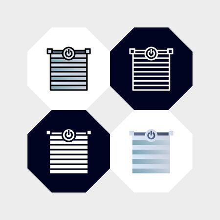 Smart Windows Blinds Icon  Vector Illustration. with four styles, outline, filled outline, flat and glyph. template for website and companyのイラスト素材
