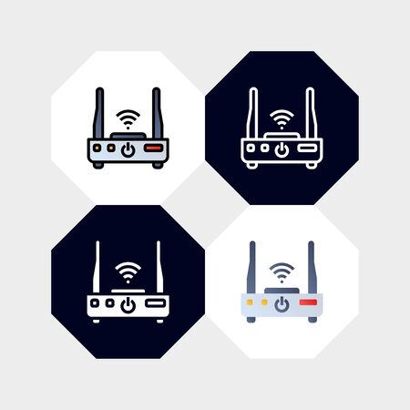 Smart Wifi Router Icon  Vector Illustration. with four styles, outline, filled outline, flat and glyph. template for website and companyのイラスト素材