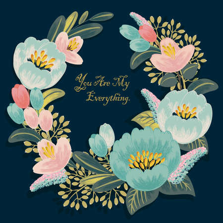 Vector illustration of a floral frame in spring. Design for Wedding, anniversary, birthday and party invitationのイラスト素材