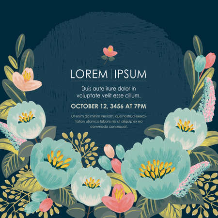 Vector illustration of a floral frame in spring. Design for Wedding, anniversary, birthday and party invitationのイラスト素材