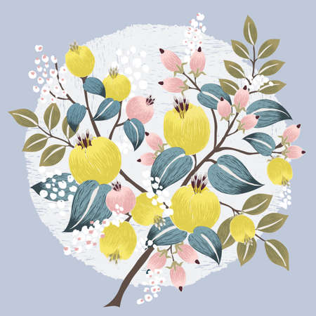 Vector illustration of a beautiful floral bouquet with spring flowers.のイラスト素材