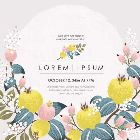 Vector illustration of a beautiful floral border with spring flowers.のイラスト素材