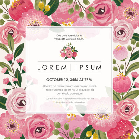 Vector illustration of a beautiful floral border with spring flowers for invitations and birthday cardsのイラスト素材