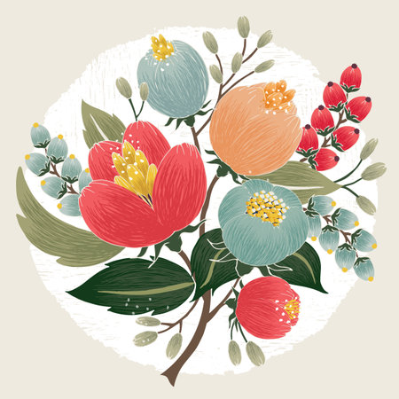 Vector illustration of a beautiful floral bouquet with spring flowers for invitations and birthday cardsのイラスト素材