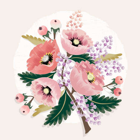 Vector illustration of a beautiful floral bouquet with flowers for wedding invitations and birthday cardsのイラスト素材