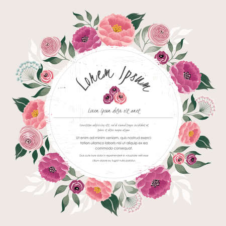 Vector illustration of a beautiful floral border with spring flowers for invitations and birthday cardsのイラスト素材