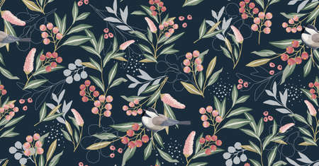 Vector illustration of a seamless floral pattern in spring for Wedding, anniversary, birthday and party. Design for banner, poster, card, invitation and scrapbookのイラスト素材