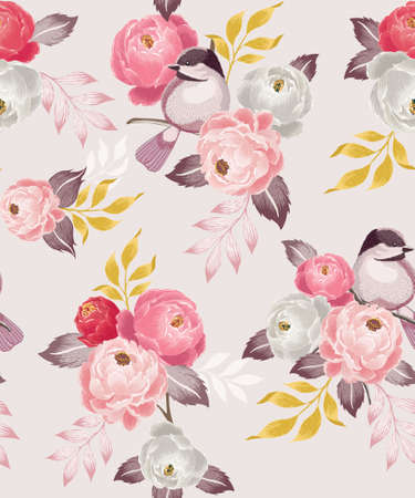 Vector illustration of a seamless floral pattern in spring for Wedding, anniversary, birthday and party. Design for banner, poster, card, invitation and scrapbookのイラスト素材