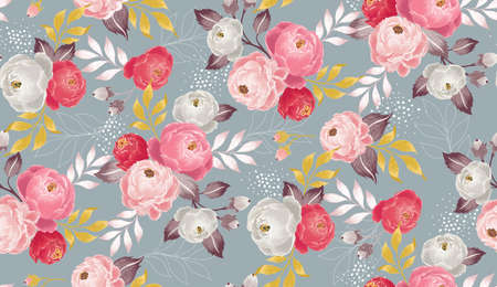 Vector illustration of a seamless floral pattern in spring for Wedding, anniversary, birthday and party. Design for banner, poster, card, invitation and scrapbookのイラスト素材
