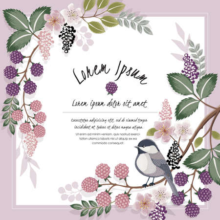 Vector illustration of a beautiful floral border in spring for Wedding, anniversary, birthday and party. Design for banner, poster, card, invitation and scrapbookのイラスト素材