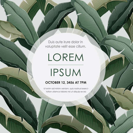 Vector illustration of a tropical frame in summer for Wedding, anniversary, birthday and party. Design for banner, poster, card, invitation and scrapbookのイラスト素材