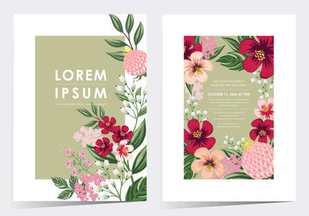 Vector illustration of a floral frame in spring for Wedding, anniversary, birthday and party. Design for banner, poster, card, invitation and scrapbookのイラスト素材