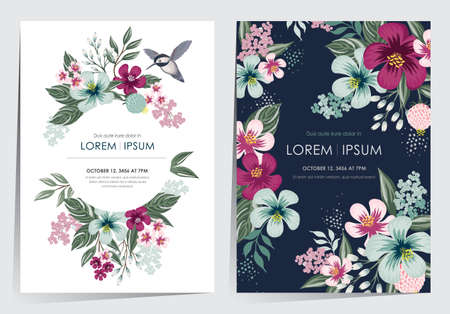 Vector illustration of a floral frame in spring for Wedding, anniversary, birthday and party. Design for banner, poster, card, invitation and scrapbookのイラスト素材