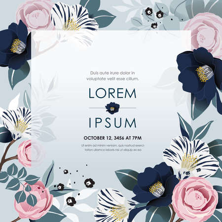Vector illustration of a beatiful floral frame in spring for Wedding, anniversary, birthday and party. Design for banner, poster, card, invitation and scrapbookのイラスト素材