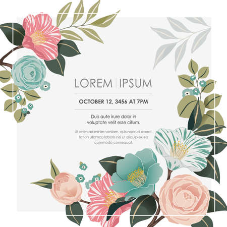 Vector illustration of a beatiful floral frame in spring for Wedding, anniversary, birthday and party. Design for banner, poster, card, invitation and scrapbookのイラスト素材