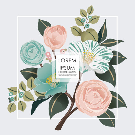 Vector illustration of a beatiful floral frame in spring for Wedding, anniversary, birthday and party. Design for banner, poster, card, invitation and scrapbookのイラスト素材