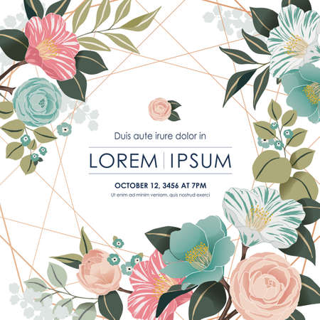 Vector illustration of a beatiful floral frame in spring for Wedding, anniversary, birthday and party. Design for banner, poster, card, invitation and scrapbookのイラスト素材