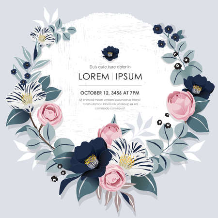 Vector illustration of a beatiful floral frame in spring for Wedding, anniversary, birthday and party. Design for banner, poster, card, invitation and scrapbookのイラスト素材