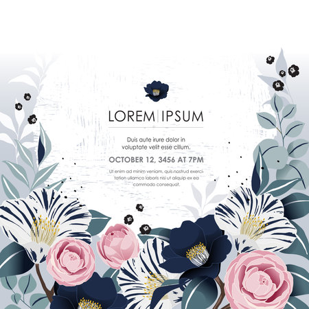 Vector illustration of a beatiful floral frame in spring for Wedding, anniversary, birthday and party. Design for banner, poster, card, invitation and scrapbookのイラスト素材