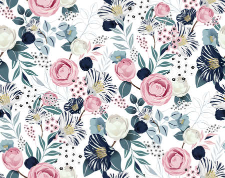 Vector illustration of a seamless floral pattern in spring for Wedding, anniversary, birthday and party. Design for banner, poster, card, invitation and scrapbookのイラスト素材