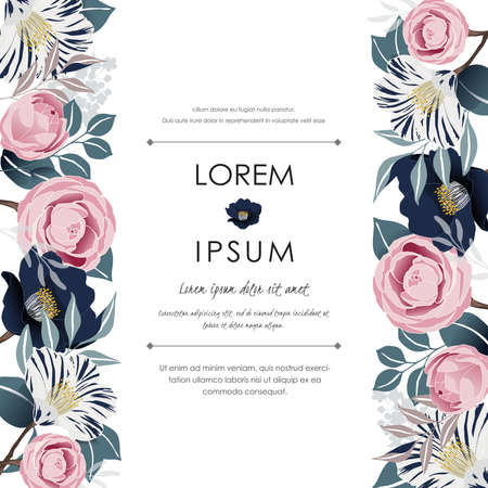 Vector illustration of a beatiful floral frame in spring for Wedding, anniversary, birthday and party. Design for banner, poster, card, invitation and scrapbookのイラスト素材