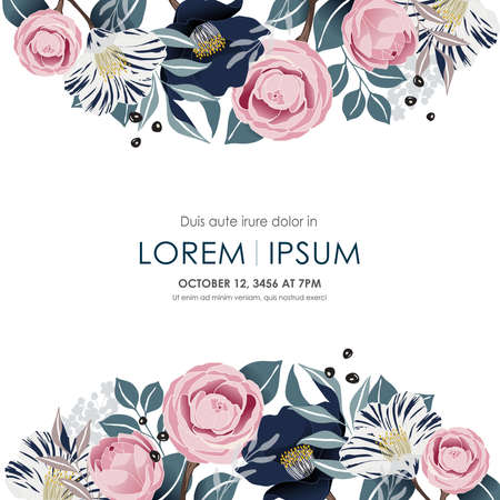 Vector illustration of a beatiful floral frame in spring for Wedding, anniversary, birthday and party. Design for banner, poster, card, invitation and scrapbookのイラスト素材