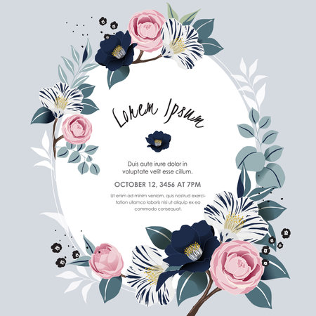 Vector illustration of a beatiful floral frame in spring for Wedding, anniversary, birthday and party. Design for banner, poster, card, invitation and scrapbookのイラスト素材