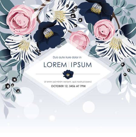 Vector illustration of a beatiful floral frame in spring for Wedding, anniversary, birthday and party. Design for banner, poster, card, invitation and scrapbookのイラスト素材
