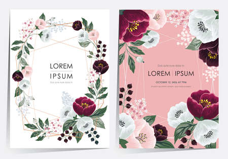 Vector illustration of a beatiful floral frame in summer for Wedding, anniversary, birthday and party. Design for banner, poster, card, invitation and scrapbookのイラスト素材