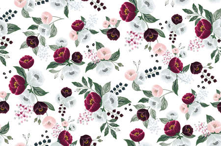 Vector illustration of a seamless floral pattern in spring for Wedding, anniversary, birthday and party. Design for banner, poster, card, invitation and scrapbookのイラスト素材