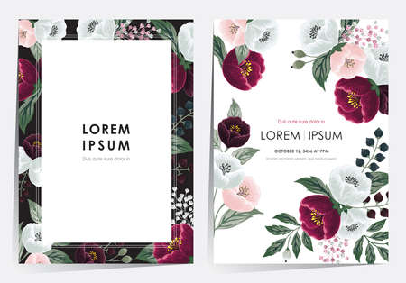 Vector illustration of a beatiful floral frame in summer for Wedding, anniversary, birthday and party. Design for banner, poster, card, invitation and scrapbookのイラスト素材