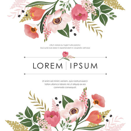 Vector illustration of a beatiful floral frame in winter for Wedding, anniversary, birthday and party. Design for banner, poster, card, invitation and scrapbookのイラスト素材