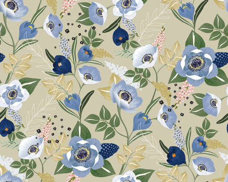 Vector illustration of a seamless floral pattern in spring for Wedding, anniversary, birthday and party. Design for banner, poster, card, invitation and scrapbookのイラスト素材