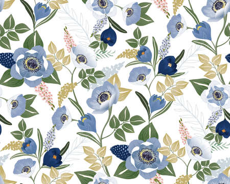 Vector illustration of a seamless floral pattern in spring for Wedding, anniversary, birthday and party. Design for banner, poster, card, invitation and scrapbookのイラスト素材