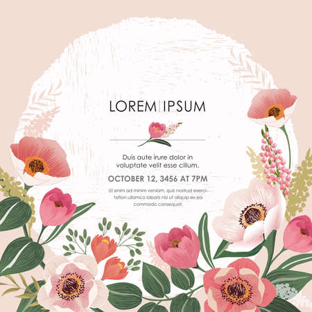 Vector illustration of a beatiful floral frame in winter for Wedding, anniversary, birthday and party. Design for banner, poster, card, invitation and scrapbookのイラスト素材