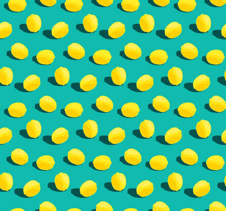 Vector illustration. Seamless pattern image of lemons in vivid color in summer. A simple object that represents summer passion.のイラスト素材