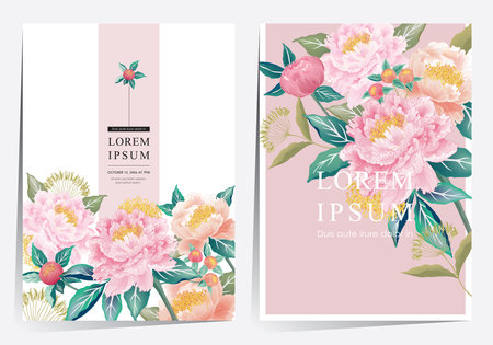 Vector illustration of beautiful floral frame set for Wedding, anniversary, birthday and party. Design for cards, party invitation, Print, Frame Clip Art and Business Advertisement and Promotionのイラスト素材