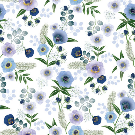 Vector illustration of seamless floral pattern in spring season.のイラスト素材