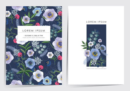 Vector illustration of a frame set decorated with various flowers.のイラスト素材