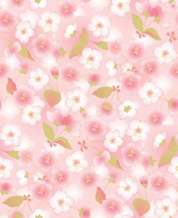 Vector illustration of a seamless pattern of cherry blossom flowers for various events like weddings, anniversaries, birthdays, and parties.のイラスト素材