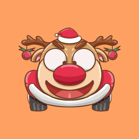 Cartoon Christmas Reindeer Car Illustration Designのイラスト素材